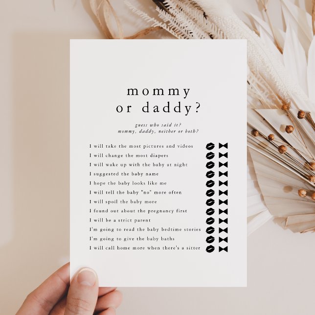 EMELIA Raten Sie, wer Mommy Daddy Baby Shooter Gam Einladung (EMELIA Guess Who Mommy Daddy Baby Shower Game Card)