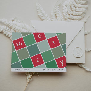 EMELIA Red Green Printable Family Frohe Weihnachte Feiertagskarte