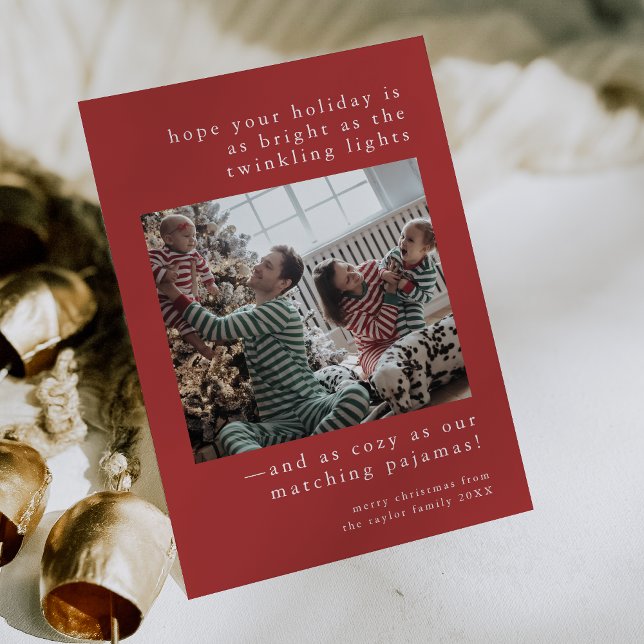 EMELIA Red Niedlich Family Foto Weihnachten (EMELIA Red Cute Family Photo Funny Christmas Holiday Card)