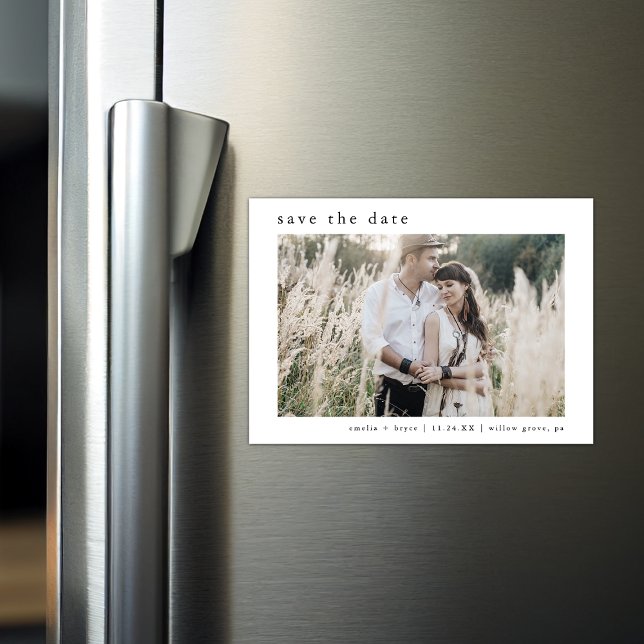 EMELIA Rustikales Foto Einfache Hochzeit Speichern Magneteinladung (EMELIA Rustic Photo Simple Wedding Save the Date Magnetic Invitation)