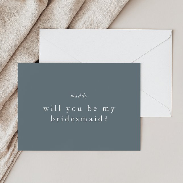 EMELIA Simple Dark Blue Bridesmaid Vorschlag Cards Einladung (EMELIA Simple Dark Blue Bridesmaid Proposal Cards)