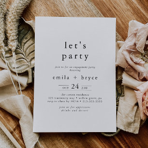 EMELIA White Black Rustic Simple Boho Let's Party Einladung