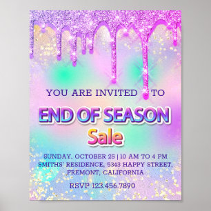 Emend Saison Sale Glitter Tropfen Holografie Rosa Poster