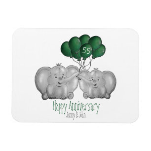 Emerald 55. Hochzeitstag für Elefanten Magnet