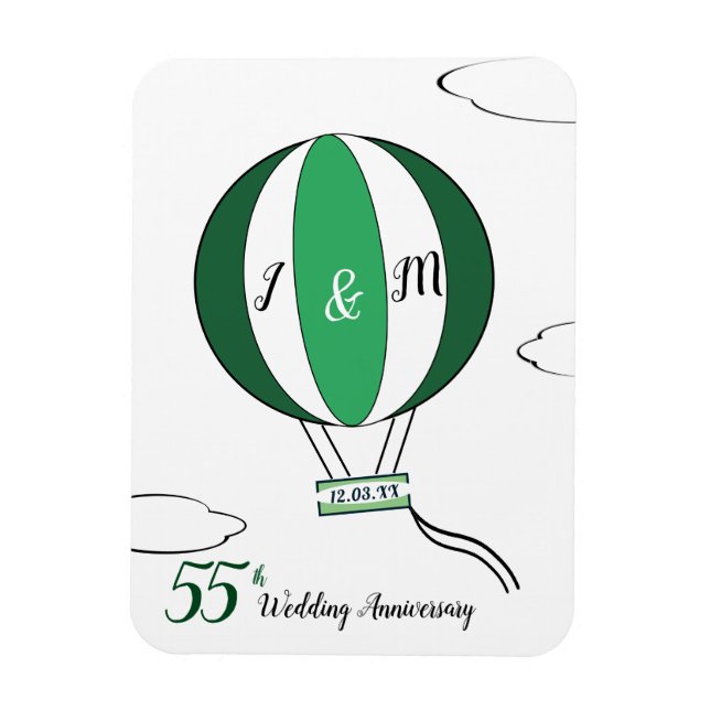 Emerald 55. Hochzeitstag Heißluftballon Magnet (Vertikal)