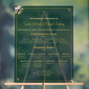 Emerald Acrylic Wedding Program - Minimalistisch L Acrylschild