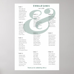 Emerald Ampersand Hochzeit   Sitzordnung für 10 Ti Poster