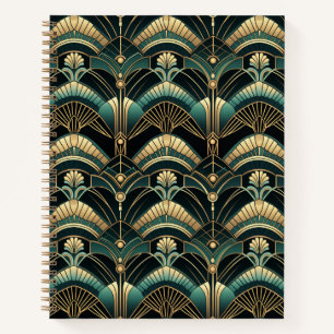 Emerald and Gold 1920er Jahre Art Deco Themed Notizbuch