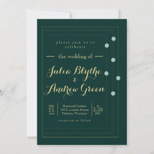 Emerald and Gold Art Deco Hochzeitseinladung Einladung