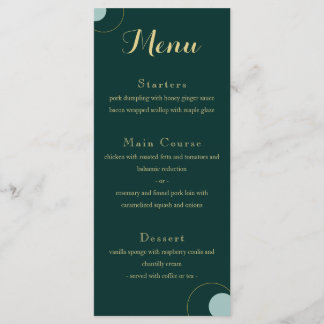 Emerald and Gold Art Deco Wedding Menü Menükarte