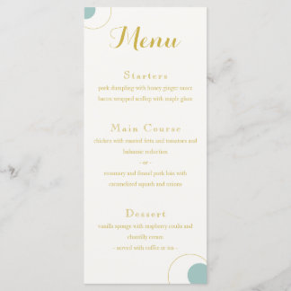 Emerald and Gold Art Deco Wedding Menü Menükarte