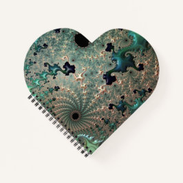Emerald and Gold Mandelbrot Heart Spiral Notebook Notizbuch