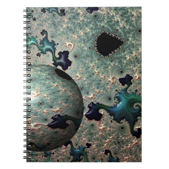 Emerald and Gold Mandelbrot mit Sphere Notebook Notizblock (Vorderseite)
