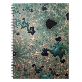 Emerald and Gold Mandelbrot Spiral Notebook Notizblock