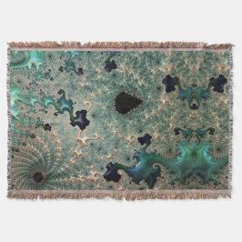 Emerald and Gold Mandelbrot Throw Blanket Decke