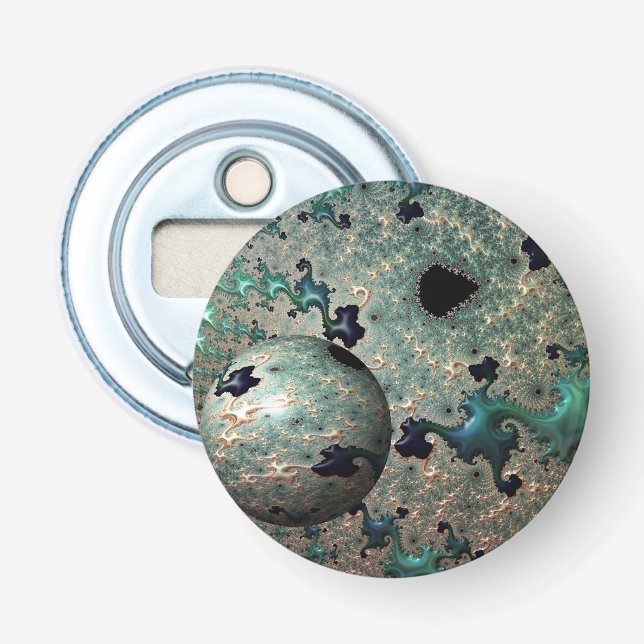 Emerald and Gold Mandelbrot with Sphere Flaschenöffner (Vorderseite)