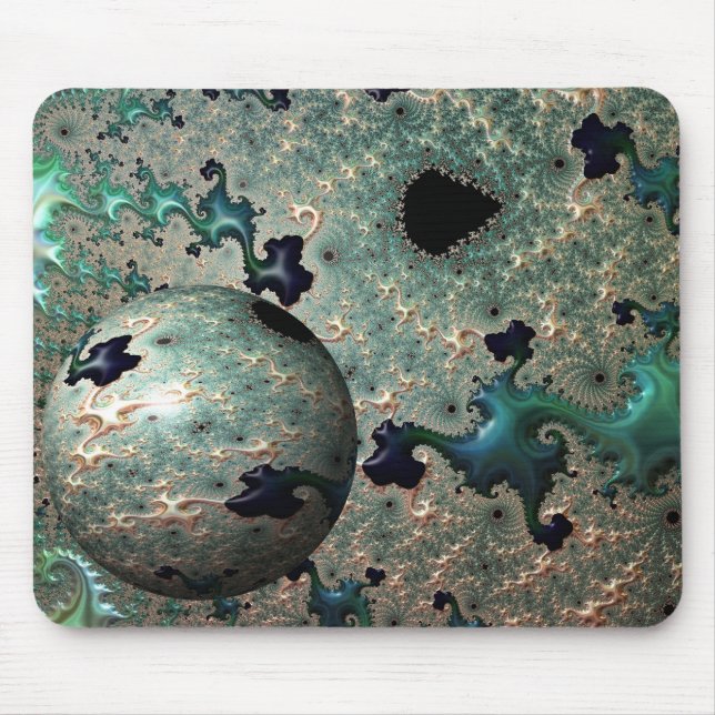 Emerald and Gold Mandelbrot with Sphere Mousepad (Vorne)