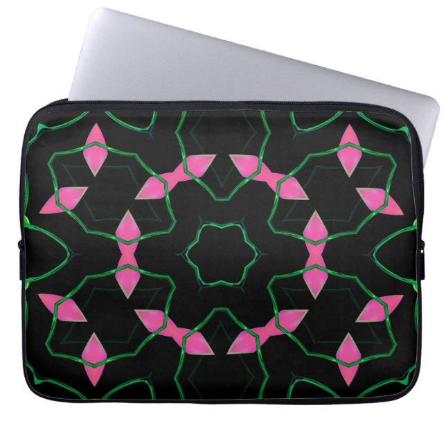 Emerald and Pink Kaleidoscope Laptopschutzhülle (Vorderseite)