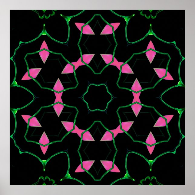 Emerald and Pink Kaleidoscope  Poster (Vorne)
