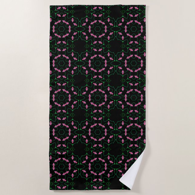 Emerald and Pink Kaleidoscope Strandtuch (Vorderseite)