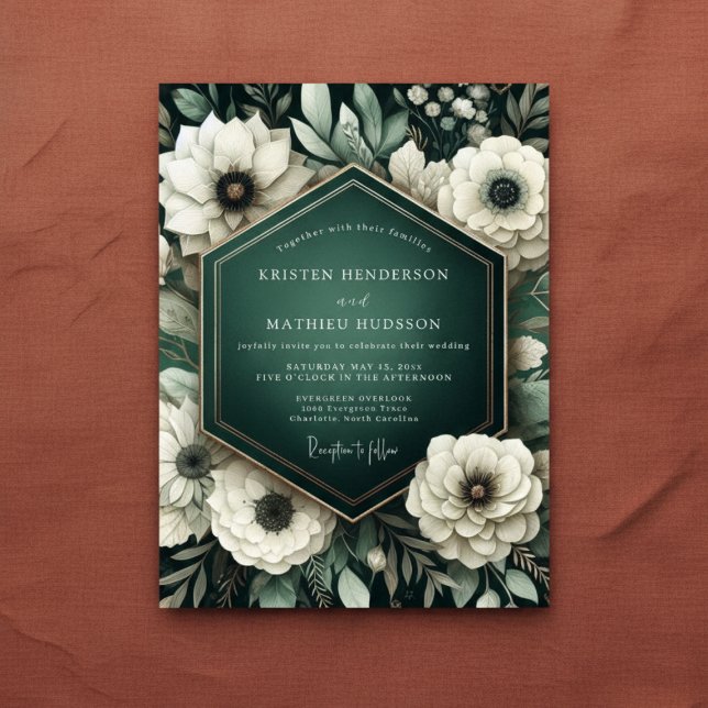 Emerald-Anemone-Botanische-Romantik-Hochzeit Einladung (Von Creator hochgeladen)