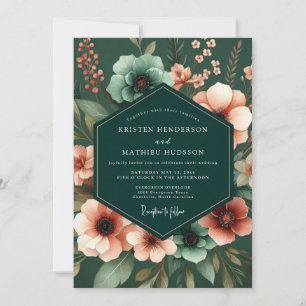 Emerald Anemone Noir Hochzeit Einladung