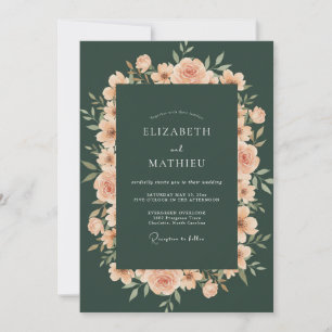 Emerald-Aprikosen-Bemalte Hochzeit Einladung