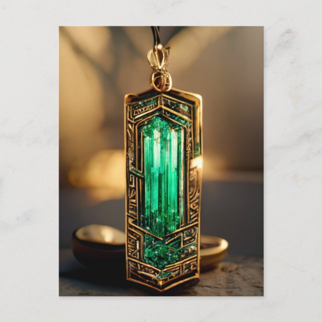 Emerald Art Deco Anhänger Postkarte (Vorderseite)