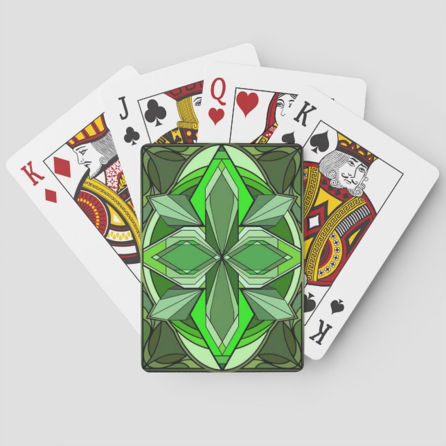 Emerald Art Deco Playing Cards mit grüner Oberfläc Spielkarten (Rückseite)