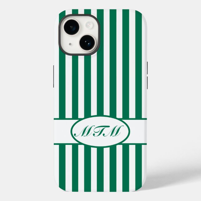 Emerald-Autumnal-Streifen mit Monogramm Case-Mate iPhone Hülle (Rückseite)