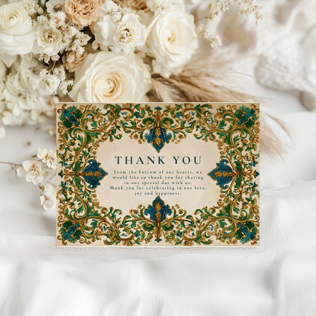 Emerald Barock Islamische Hochzeit Dankeskarte (Von Creator hochgeladen)