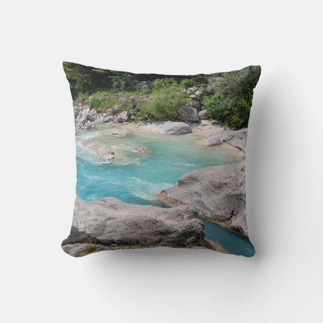 Emerald Beauty Soca River Nature Fotografy Kissen (Vorderseite)