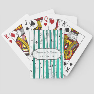 Emerald Birch Love Birds Wedding Gift Playing Card Spielkarten