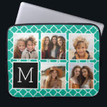Emerald & Black Instagram 5 Foto Collage Monogramm Laptopschutzhülle<br><div class="desc">Grün und Weiß Quatrefolienmuster - Verwenden Sie fünf quadratische Foto,  um ein einzigartiges und persönliches Geschenk zu kreieren. Oder man behalte den Hipster Welpe und macht einen trendigen Sake. Wenn Sie die Bilder anpassen müssen,  klicken Sie auf das Werkzeug anpassen,  um Änderungen vorzunehmen.</div>