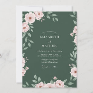 Emerald-Blush-Blütenhochzeit Einladung