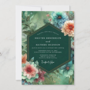 Emerald-Blüten-Wundervolle Hochzeit Einladung