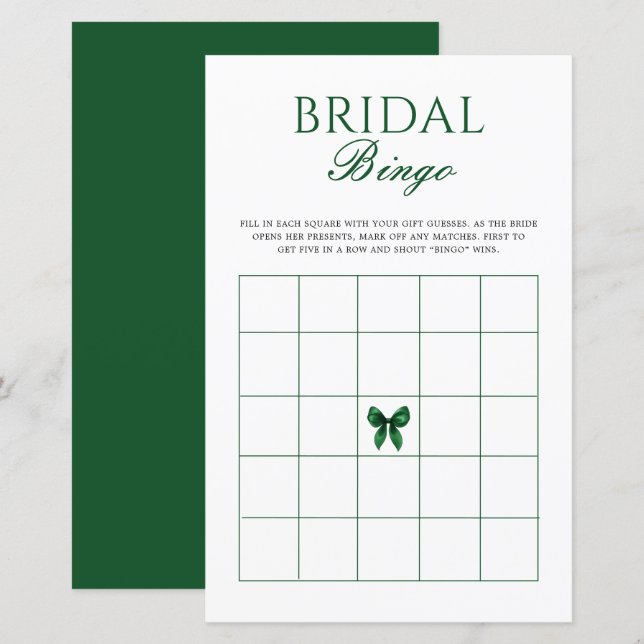 Emerald-Bogen-Brautabschied-Bingo-Spiel (Vorne/Hinten)
