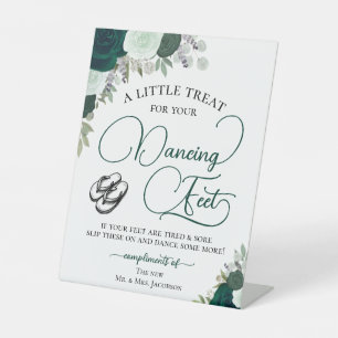 Emerald Boho Rose Tancing Feet Drehen Flop Wedding Sockelschild