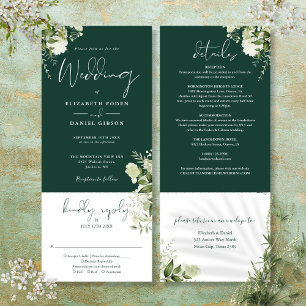 Emerald Botanische Florale Alles-in-einem-Hochzeit Einladung
