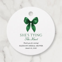 Emerald Bow She's Tying the Knot Bridal Shower Geschenkanhänger