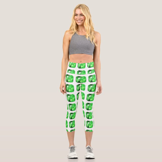 Emerald, Bright Green Capri Leggings (Vorderseite)