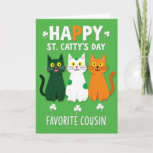 Emerald Cats St Cattys Day Card Karte (Vorderseite)
