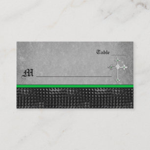 Emerald Celtic Cross Green und Black Platzkarte
