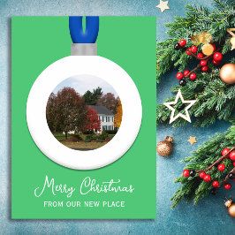 Emerald Change Address Christmas Foto Ornament Feiertagskarte