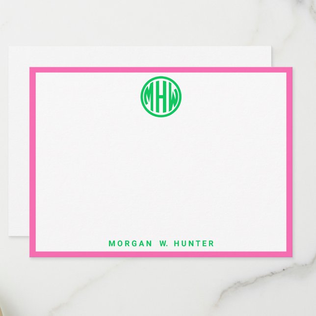 Emerald Circle Monogram Font #5DS DIY BG Hot Pink Dankeskarte (Von Creator hochgeladen)
