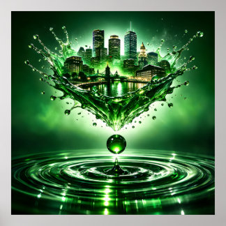 Emerald City Boston Flüssige Kunst Poster