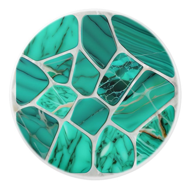 Emerald Coast Marmor Mosaikzellen abstrakte Kunst Keramikknauf (Vorderseite)