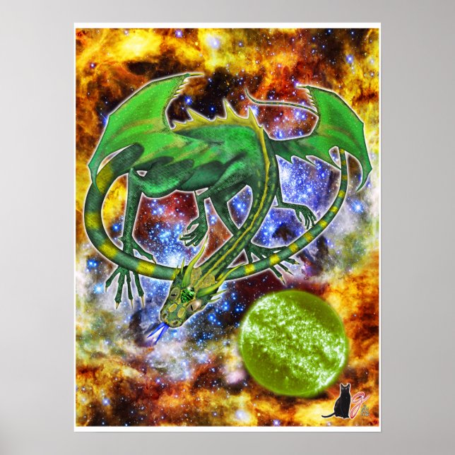 Emerald Cosmic Dragon Poster (Vorne)