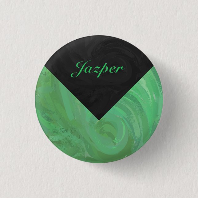 Emerald Cream und Black Monogram Button (Vorderseite)