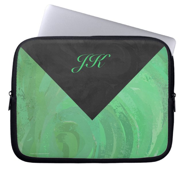 Emerald Cream und Black Monogram Laptopschutzhülle (Vorderseite)